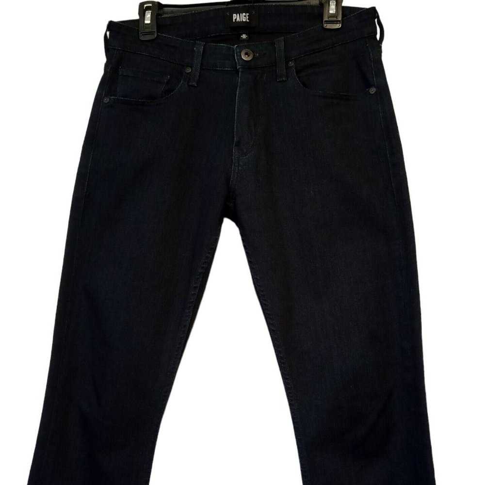 PAIGE Jeans Men's 30 Federal Inkwell Dark Wash Stretch Hemmed 29 1/2" ins